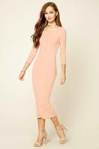 Forever21 Women's  Apricot Stretch Knit Maxi Dress