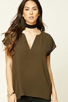 Forever21 Women's  Olive Textured Woven Top