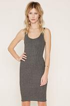 Forever21 Women's  Charcoal Heather Ribbed Knit Bodycon Dress