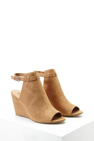 Forever21 Women's  Faux Suede Ankle-strap Wedges