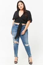 Forever21 Plus Size Polka Dot Self-tie Top