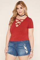 Forever21 Plus Women's  Rust Plus Size Crisscross Top
