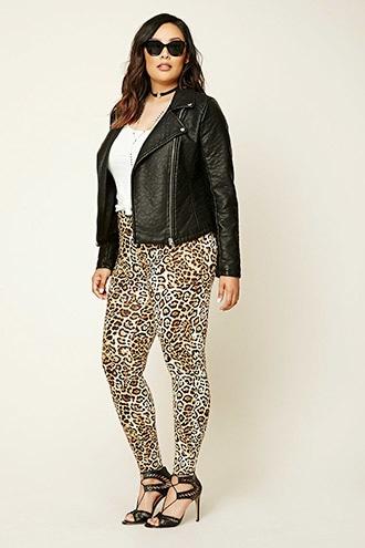 Forever21 Plus Women's  Plus Size Leopard Print Leggings
