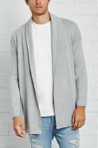21 Men Men's  Heather Grey Zipped Open-front Cardigan
