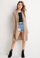 Forever21 Women's  Heathered Longline Cardigan (taupe)