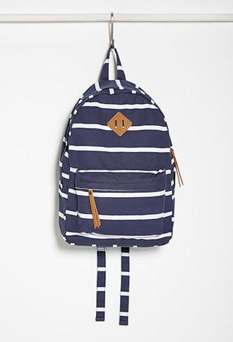 Forever21 Classic Striped Backpack (navy/white)