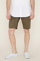 21 Men Men's  Olive Cotton Cargo Shorts