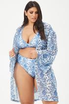 Forever21 Plus Size Kulani Kinis Floral Swim Cover-up Kimono