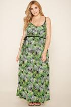 Forever21 Plus Women's  Plus Size Palm Leaf Maxi Dress
