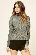 Love21 Women's  Charcoal & Ivory Contemporary Turtleneck Top