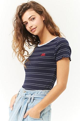 Forever21 Lucky Hearts Lettuce-edge Tee