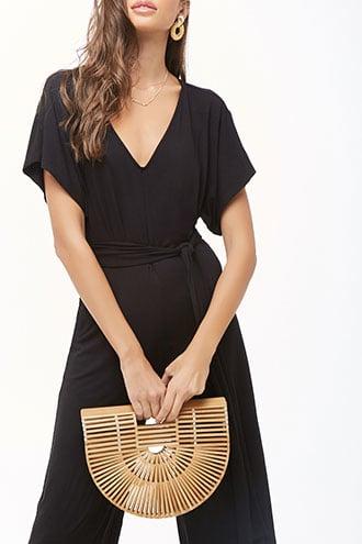 Forever21 V-neck Wide-leg Jumpsuit