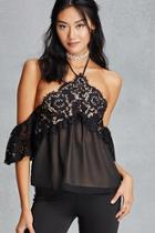 Forever21 Women's  Black Open-shoulder Halter Top