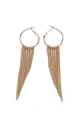 Forever21 Gold Fringe Hoop Earrings