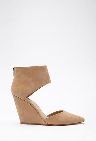 Forever21 Pointed Cutout Faux Suede Wedges