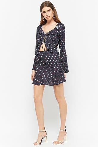 Forever21 Oh My Love Polka Dot Ruffle Cutout Dress