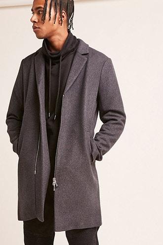 Forever21 Zip-front Wool-blend Coat