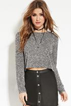 Forever21 Women's  Black & Cream Marled Knit Top
