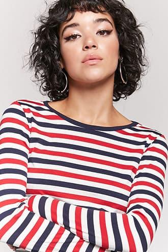 Forever21 Stripe Long Sleeve Top