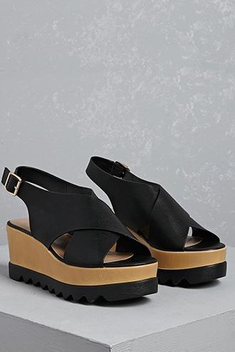 Forever21 Cross Strap Wedge Sandals