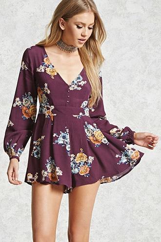 Forever21 Pleated Floral Romper