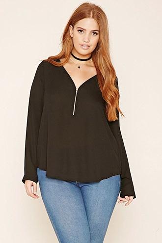 Forever21 Plus Women's  Plus Size Zip-front Top