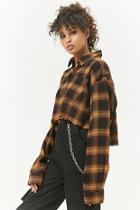 Forever21 Frayed Plaid Cropped Shirt
