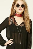 Forever21 Floral Embroidered Peasant Top