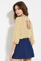 Forever21 Women's  Floral Print Cutout Top