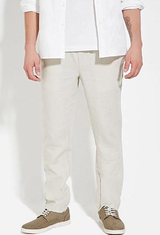 21 Men Men's  Drawstring Linen Pants