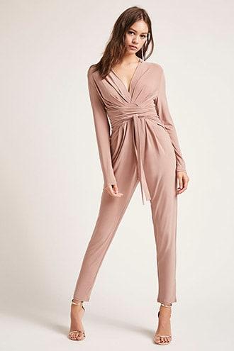 Forever21 Tie-front Ruched Jumpsuit