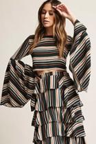 Forever21 Semi-sheer Striped Crop Top
