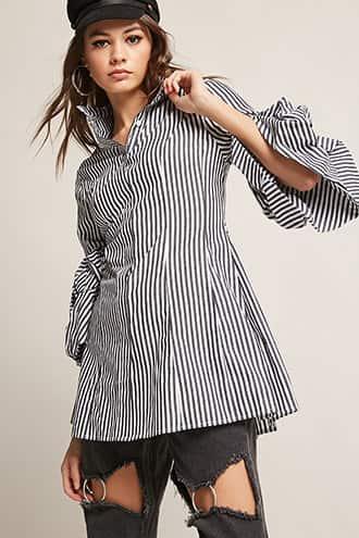 Forever21 Eta Pinstripe Fluted Tunic