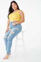 Forever21 Plus Size Destroyed High-waist Jeans