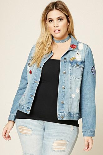 Forever21 Plus Size Denim Patch Jacket