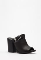 Forever21 Buckled Peep-toe Mules