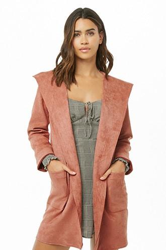 Forever21 Faux Suede Open-front Coat
