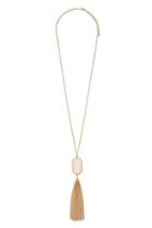Forever21 Pink & Gold Faux Stone Tassel Necklace