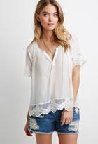 Love21 Embroidered Lace-trimmed Top