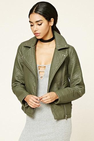 Forever21 Women's  Textured Moto Jacket