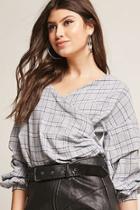 Forever21 Ruched Glen Plaid Top