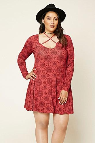 Forever21 Plus Women's  Plus Size Medallion Print Dress