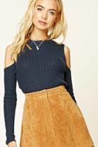 Love21 Women's  Blue Contemporary Open-shoulder Top