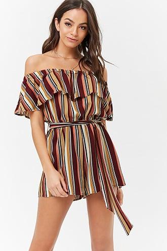 Forever21 Striped Flounce Romper