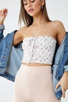 Forever21 Smocked Lace-up Cropped Tube Top
