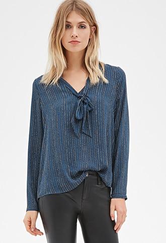 Forever21 Contemporary Micro-print Chiffon Top