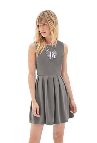 Love21 Ribbed Knit A-line Dress Grey Small