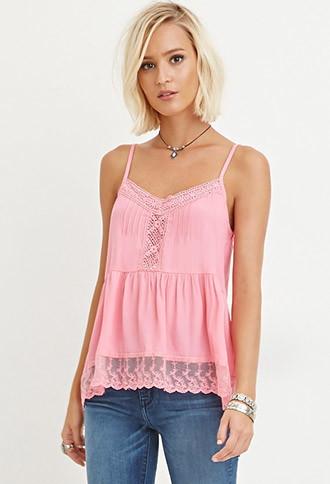 Forever21 Crochet-trimmed Babydoll Cami