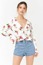 Forever21 Floral Print Trumpet Sleeve Top