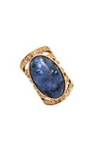 Forever21 Blue & Antique Gold Faux Stone Cocktail Ring